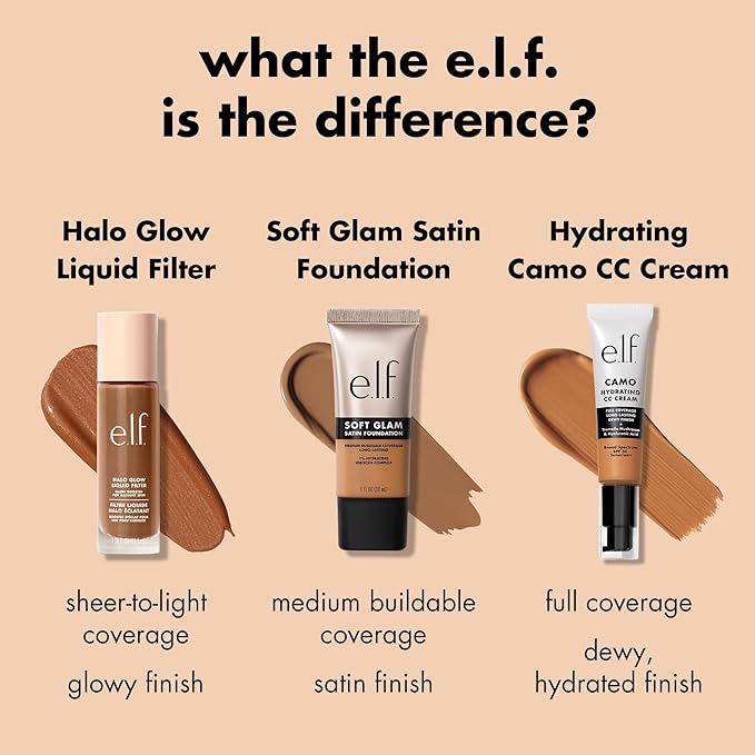 e.l.f. Soft Glam Foundation, Medium Coverage, Long-Lasting & Buildable Foundation For A Smooth, Satin Finish, Vegan & Cruelty-Free, 64 Rich Neutral