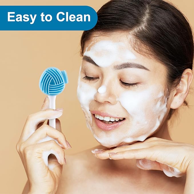 Silicone Face Exfoliator Scrubber, Face Mask Brush Applicator, Facial Cleansing Brush for Blackhead Skin Care, Makeup, Mud, Body Lotion, DIY Mask for Women -Blue, 1pcs