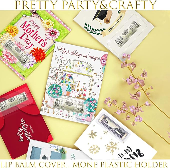 WESAPPINC Clear Chapstick Pouch Plastic Lip Balm Pouches for Gift Cards & Money Cards,Lip Balm Plastic Cover with Adhesive (60PACK)