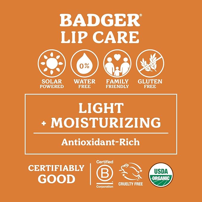 Badger - Classic Lip Balm, Pink Grapefruit, Made with Organic Olive Oil, Beeswax & Rosemary, Certified Organic, Moisturizing Lip Balm, 0.15 oz (4 Pack)