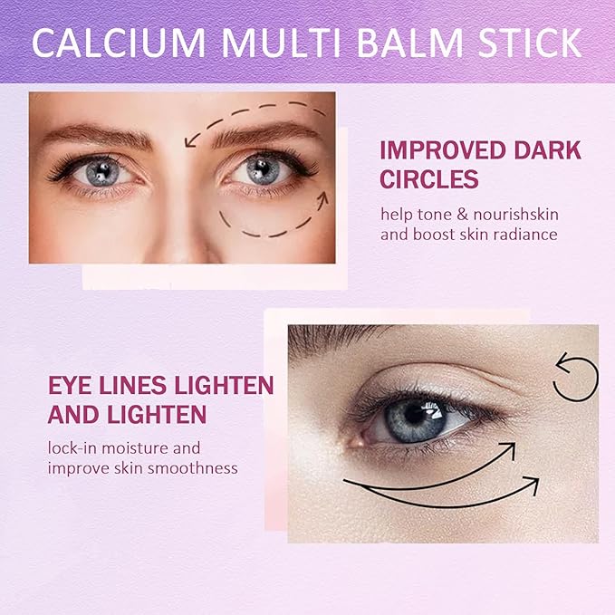 Calcium Multi Balm Stick, Calcium Volume Multi Balm, Moisturizer Stick, Korean Skin Care, Under Eye Cream for Dark Circles & Wrinkles, Hydrating, Firming Skin, Suitable for Eyes, Neck, Face (2)