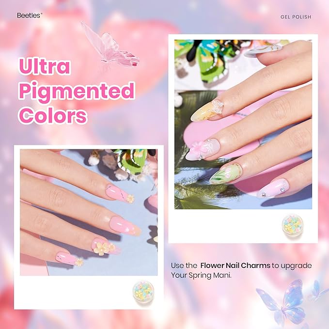 Beetles Gel Nail Polish Set - 28 Pcs Pastel Pink Yellow Green Blue Glitter Macaron Color Gel Polish Set Fluttered Eden Soak Off Nail Polish UV LED Nails Art Halloween Gifts for Women Girl