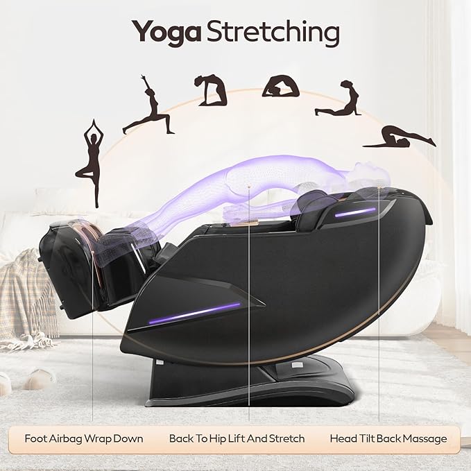 4D Massage Chairs Full Body,Zero Gravity SL-Track Shiatsu Massage Chair Recliner,Core Heating,20 Massage Techniques,Deep Yoga Stretch,Foot Rollers, Ai Voice,Touch Screen,Wireless Charging