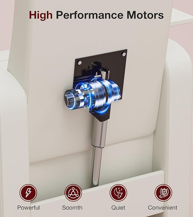 VARONXE Electric Reclining Pedicure Chair No Plumbing for Foot Spa, Profesional Pedicure Stand with Tool Pouch for Nail Teach, Ergonomic Pedi Sofa with Sliding Tray for Small Spaces, Off-White