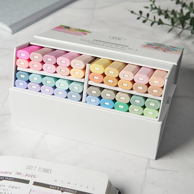 BLIEVE- Aesthetic Bible Highlighters No Bleed Through Assorted Colors, Cute Highlighter Dual Tip For Journaling Supplies And School Accessories, Bible Highlighters And Pens No Bleed (40 PACK)