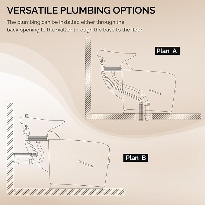 OmySalon Backwash Shampoo Unit for Salon, Hair Washing Station with Ceramic Bowl Adjustable Footrest, Reclining Shampoo Chair for Beauty Spa Barbershop