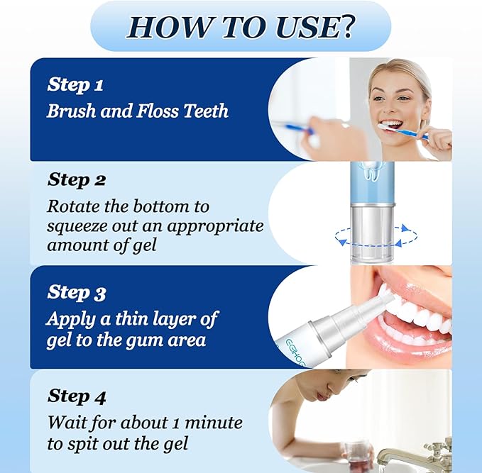 Neslemy Gum Gel,Neslemy Gum Shield Therapy-Gel,Teeth Whitening Gums Instant Soothing Gels,Dentizen Gum- TherapyGel,Instant Tooth Whitening Pens for Oral Care (3PCS)