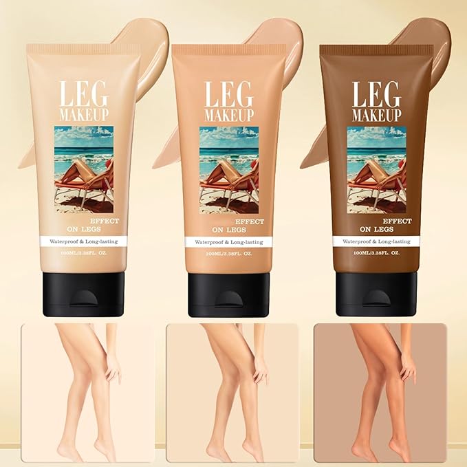 Legs Makeup Waterproof with Brush, No Transfer Body Concealer, Coverage for Vein, Scar, Tattoo for All Skin Tones, 100ML (MEDIUM GLOW)