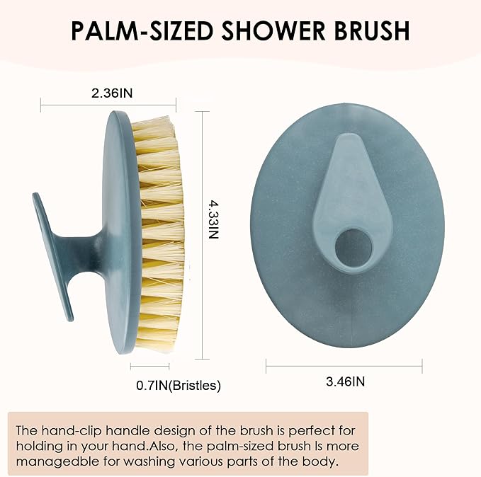 INNERNEED Food-Grade Soft Silicone Body Scrubber Shower Brush Handheld Cleansing Skin Brush, with PP Shower Brush for Exfoliating, Cellulite Treatment