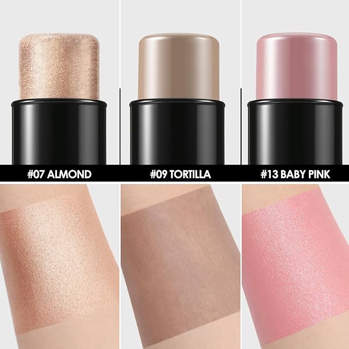 FOCALLURE 3PCS Cream Contour Stick - Highlighter Bronzer Blush Set for Face Sculpting, Non-Greasy Longwear Makeup, Easy to Blend with Natural Matte Finish,SET 3