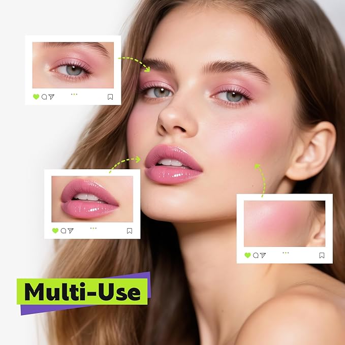 GLAM CODE Liquid Blush for Cheeks Duo - Hydrating Cream Blush for Daily, Blendable & Buildable Cheek Tint for Sensitive Skin, Lightweight, Skincare Infused Dewy Cheek Finish for All Skin Types - #06