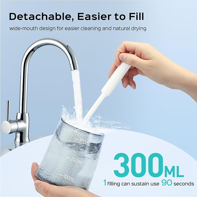 COSLUS Water Dental Flosser Pick for Teeth: 4 Modes Cordless Portable 300ML Larger Tank Water Teeth Cleaner IPX7 Waterproof Flossing Cleaning Picks for Home Travel White C30(FC5360)