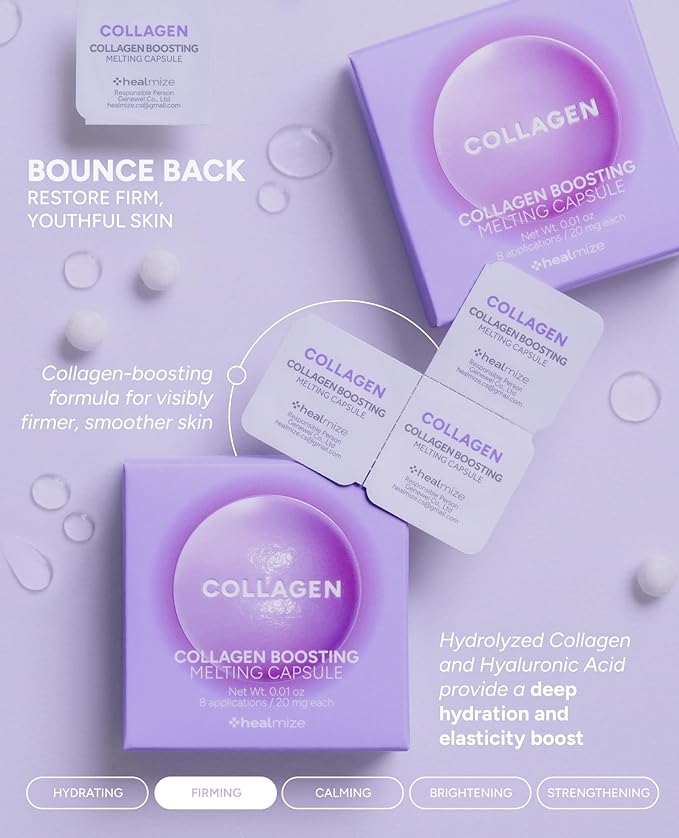 Collagen Boosting Melting Capsule – For Hydration & Firming | Korean Skin Care for Sensitive Skin | Booster for Collagen Serum, Toner & Moisturizer | 30 Capsules