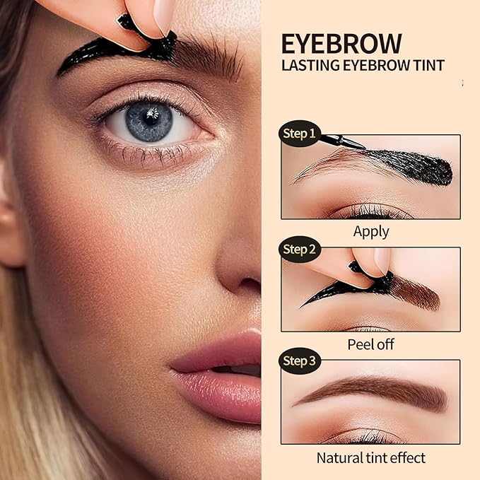 Tattoo Eyebrow Gel Easy Peel Off, Peel Off Eyebrow Tint, Easy Peel off Eyebrow Gel, Peel Off Eyebrow Tint, Waterproof & Sweatproof for All Skin Types (#1 Light Brown + #2 Medium Brown)