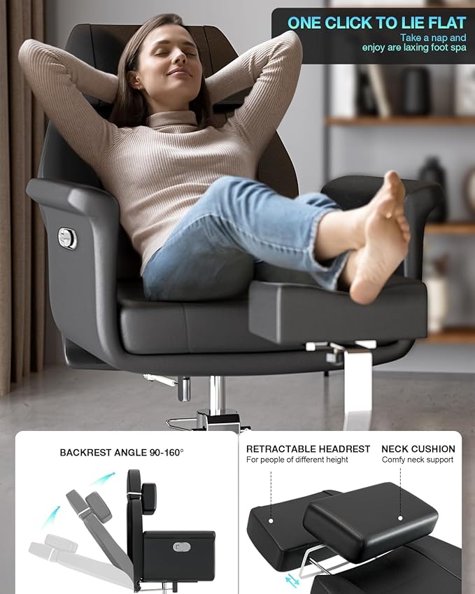 VARONXE Pedicure Chair for Nail Tech No Plumbing, Portable Pedicure Station for Foot Spa w/Pedicure Stand and Massage Foot Bath, Professional Gel Jelly Pedicure Chairs, Black