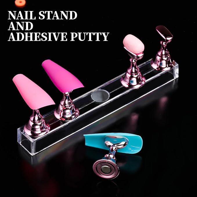 Teenitor 600 Pcs Clear Coffin Nail Tips, Acrylic Nail Kit, Clear Press On Nails, Long Fake Nails Coffin Nail Tips Full Cover, Acrylic Nail Clipper Nail Stand for Nail Extensions