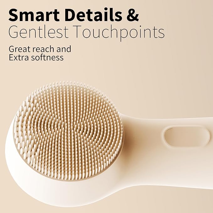 Silicone Face Scrubber, NågraCoola CLIE 2.0 Facial Cleansing Brush, Rechargeable, Waterproof Face Scrub Brush for Cleansing, Exfoliating, Massaging, Electric Facial Exfoliator for Women and Men - Oat