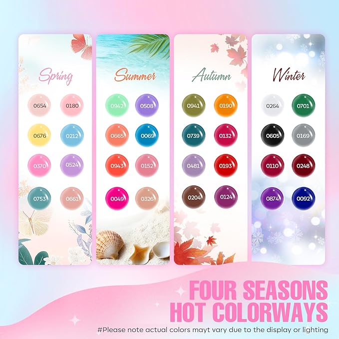 MEFA 60 Pcs Gel Nail Polish Kit with U V Light, 32 Colors Classic Popular Nail Kit Soak Off Nail Polish Gel Set with Base Matte/Glossy Top Coat Nail Art Decorations Manicure Tools DIY Gifts