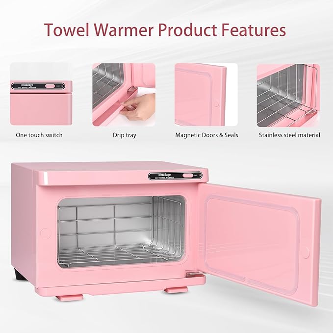 Hot Towel Warmer Cabinet 8L, Facial & Spa Towel Warmer Auto Reheat, Perfect for Estheticians - Pink