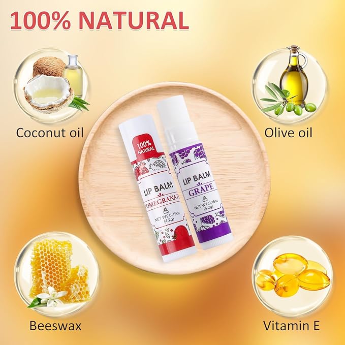 128 Pack Lip Balm, Natural Lip Balm Bulk with Vitamin E and Coconut Oil, Bulk Moisturizing Lip Balms for Dry Lips-16 Flavors