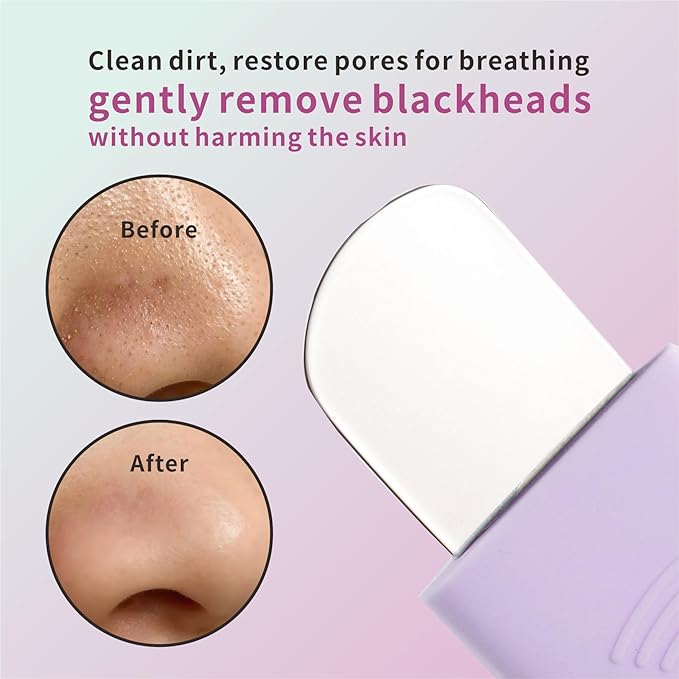 REVEX Nose Blackhead Remover Tool Set,Blackhead Scraper Tool,2Pcs Pore Cleaning Brush, Face Scrubber Skin Spatula, Pore Scrubber for Deep Cleansing,Face Exfoliator Scrubber for Women Men.(Purple)
