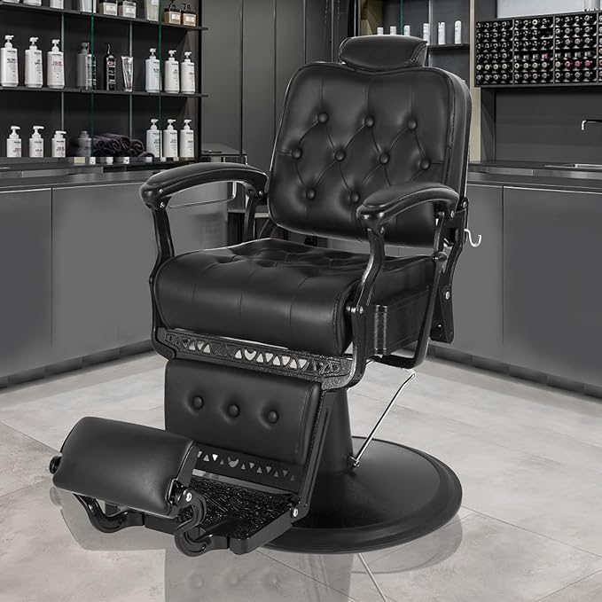 Vintage Barber Chair Heavy Duty Barber Chairs for Hair Stylist Hydraulic Reclining Salon Chair Beauty Spa Equipment Retro Style Barber Chair