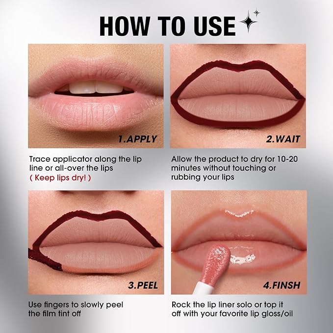 LANGMANNI Long-Lasting Peel Off Lip Liner Set, Waterproof & Smudge-Proof Matte Lip Liners Gift Makeup For Girls（#2）