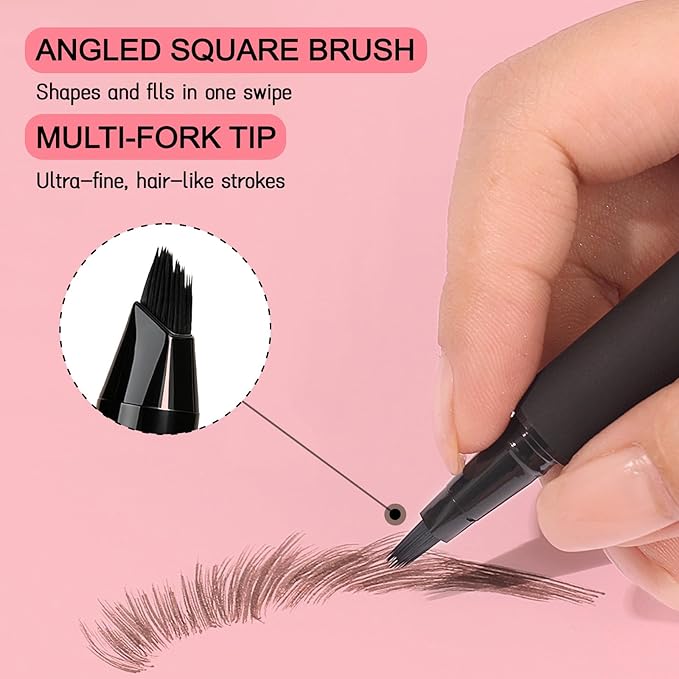 Eyebrow Pen, Waterproof Microblading Eyebrow Pencil for Women – Multi-Fork Precision Tip Creates Natural Hair-Like Strokes Brow Pencil, Angled Brow Brush Easy to Use & Long Lasting 03# Slate Brown
