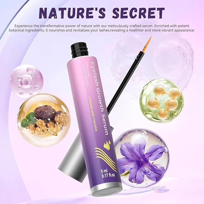 Lash Serum: Eyelash Growth Serum Gentle Natural Vegan Enhancing Treatment Nourishing Conditioning Formula for Longer Thicker Fuller Natural Lashes -5ml