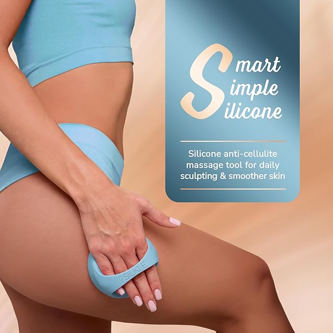 Anti-Cellulite Silicone Massager Brush - Deep Tissue Body Scrubber for Cellulite Remover, Skin Firming & Lymphatic Drainage - Exfoliating Massage Tool with Grip Handle for Legs & Body - Blue