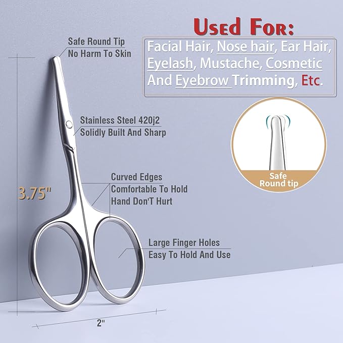 3.75" Round Tip Safe Mini Pubic Hair Scissors For Women, Small Personal Beauty Vaginial Grooming Trimming Bikini Scissors (Pink)