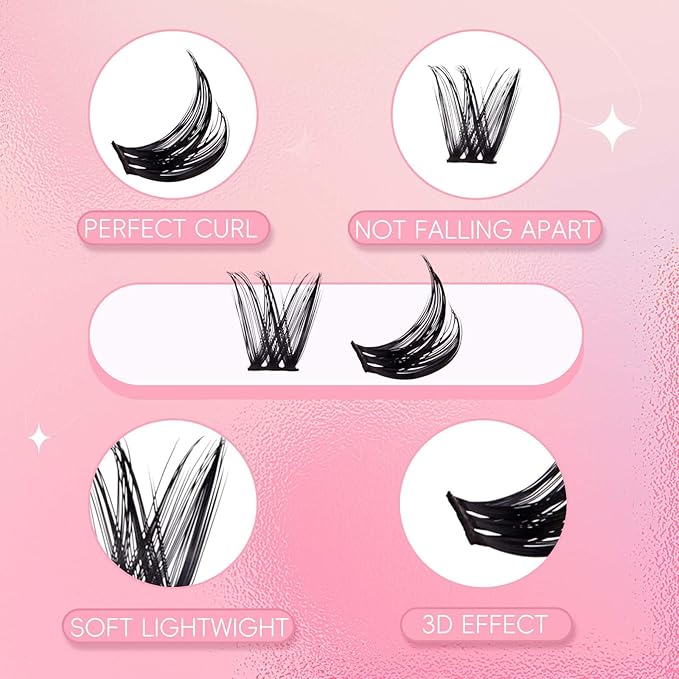 FADLASH Cluster Lashes Individual Lash Extensions DIY Lash Clusters 10-16mm Mixed Length Wispy Faux Mink Eyelash Clusters for Self Application at Home（R13-D-10-16MIX)