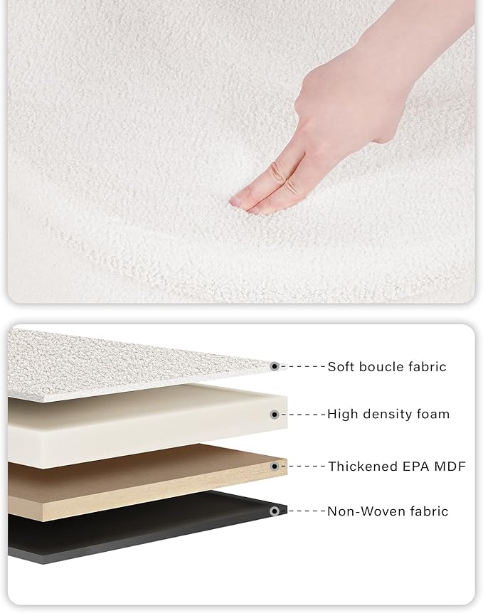 B FSOBEIIALEO Ottoman with Stroage, Round Sherpa Storage Ottoman Stool, Boucle Foot Rest22 x 22"x15.75" (White)