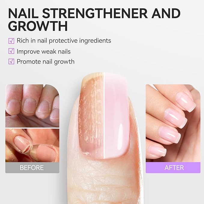Nail Strengthener Protein for Damaged Nails: Clear 15ml Gelike EC Natural Nail Hardener Extra Strong and Growth - Long Lasting Repair for Damaged Nails - Growth Oil for Daily Work Home Salon Gift