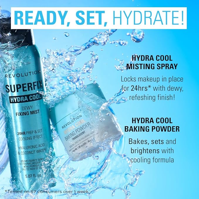 Revolution, Hydra Cool Cooling Loose Baking Powder, Makeup Setting Powder for Hydrating Skin, Enriched with Hyaluronic Acid, Vegan & Cruelty-Free, 1.05 oz