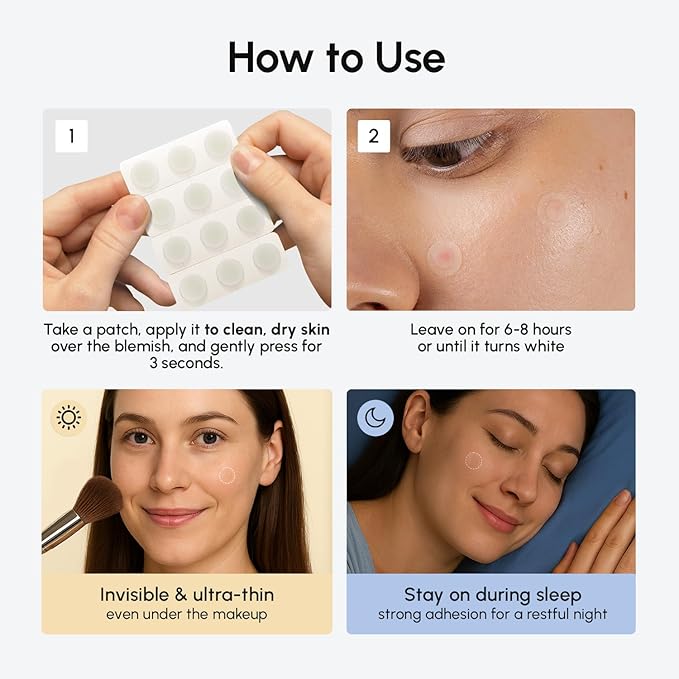 MAREE Invisible Pimple Patches - Clear Pimple Patches for Face - Hydrocolloid Acne Patches Anti Blemish - Zit Stickers for Face - Parches Para Acne - Pinple Zit Patches Pimple Stickers - 72 Dots