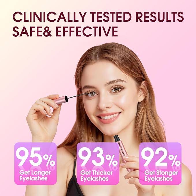 Lash Serum for Eyelash Growth: Premium Eyelash Growth Serum with Advanced Formula to Boost Longer Fuller and Thicker Lashes and Eyebrows - Gentle & Vegan for Sensitive Eyes (5 mL)