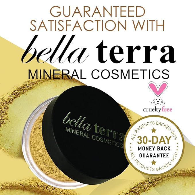 BellaTerra Cosmetics Mineral Powder Foundation – Maple | Deep Warm Undertone | Buildable Matte Mineral Formula for Smooth, Balanced, Long-Lasting Coverage 9g
