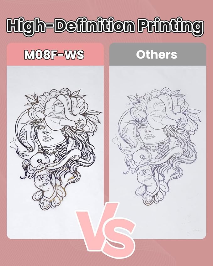 Phomemo M08F Bluetooth Tattoo Stencil Printer, Thermal Stencil Printer with 10pcs Transfer Paper, Tattoo Transfer Machine for Artists & Beginners, Compatible with Phone, Tablet & PC