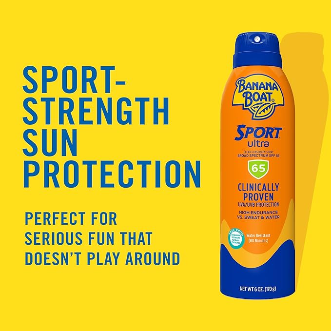 Banana Boat Sport Ultra SPF 65 Sunscreen Spray, 6oz | Spray Sunscreen SPF 65, Oxybenzone-Free, Water Resistant, 6oz