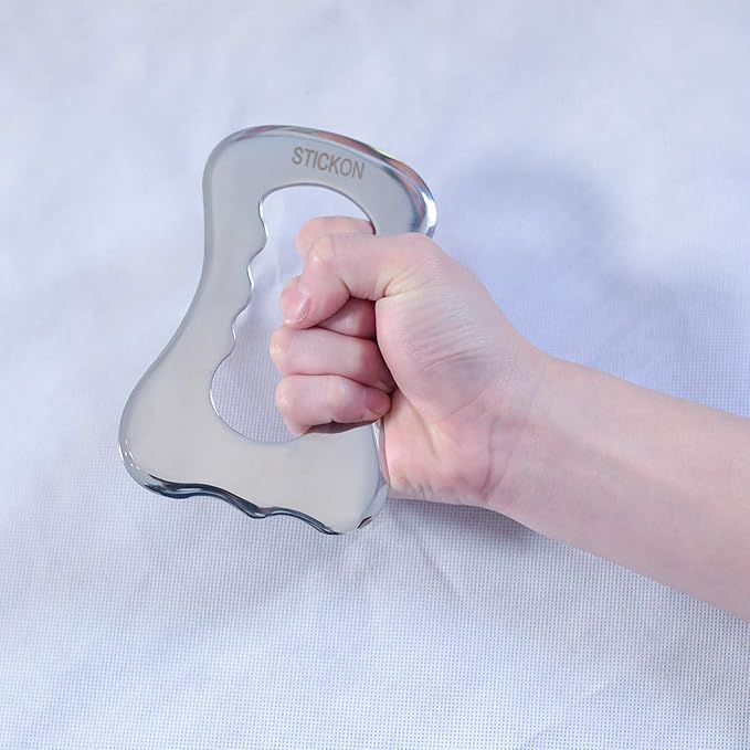 STICKON Stainless Steel Gua Sha Scraping Massage Tool IASTM Tools Great Soft Tissue Mobilization Tool (STICKON-04)