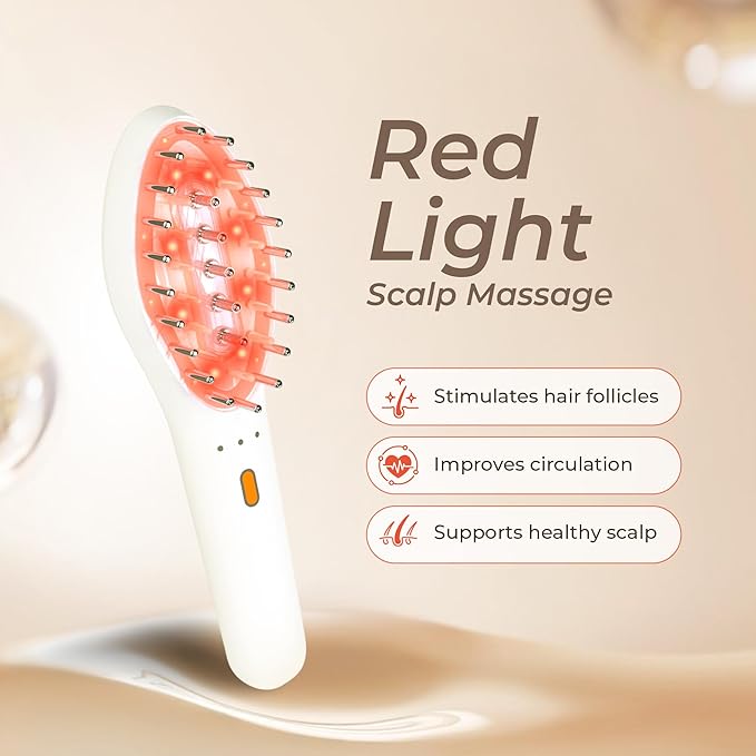 Red Light Scalp Massager & Gua Sha Set | Electric Hair Comb & Face Massager | Warm & Cold Therapy for Relaxation, Skincare & Anti-Aging | Spa Gift for Men & Women