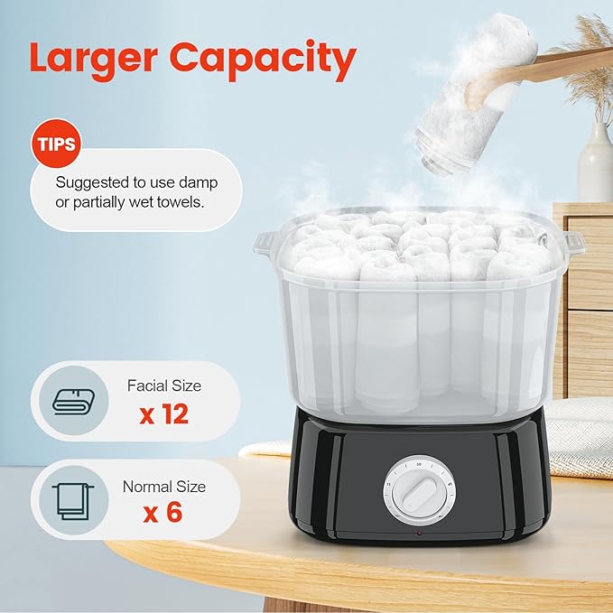 Hot Towel Warmer, Rapid Heating Towel Steamer for Facials can Hold 12 Mini Wet Towels, Portable Mini Towel Warmer for Bathroom,Spa and Salon.