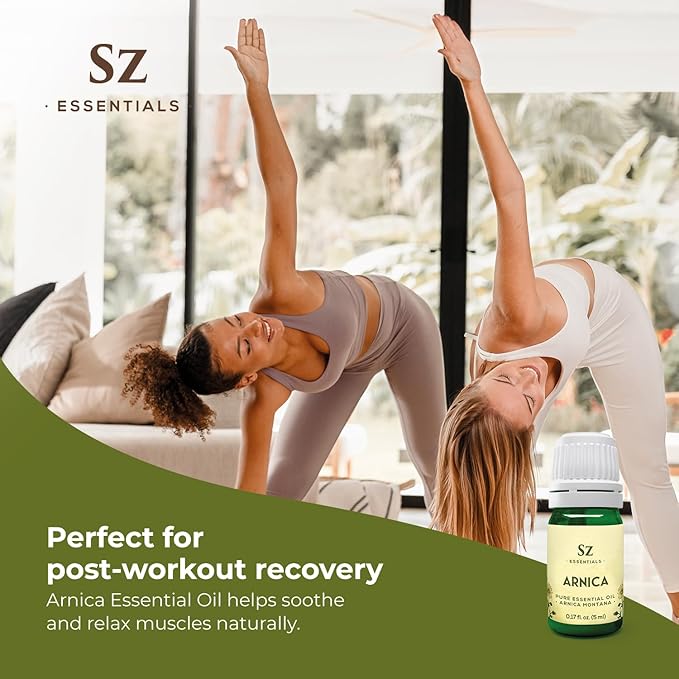 Arnica Essential Oil (Arnica Montana) – Therapeutic Grade, 100% Pure & Undiluted with Fresh Herbal Aroma for Soothing Relief, Aromatherapy, Muscle Recovery & Skin Care - Vegan 0.17 oz