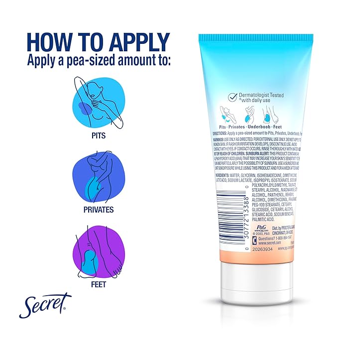 Secret Whole Body Deodorant Cream for Women, Unscented, Aluminum Free Deodorant Cream, 72 HR Odor Protection, 3.0 oz