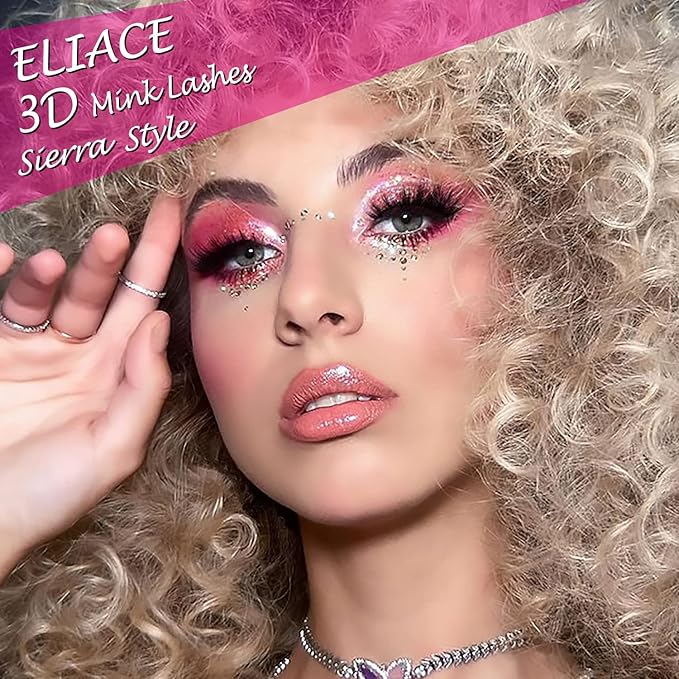 Eliace False Eyelashes 15 Pairs Lashes Natural look Cat Eye Lashes Wispy, 3D Mink lashes Fluffy Long Thick, Fake Eyelashes Cross Wispy Volume Lash Soft Reusable Dramatic, Sierra Style