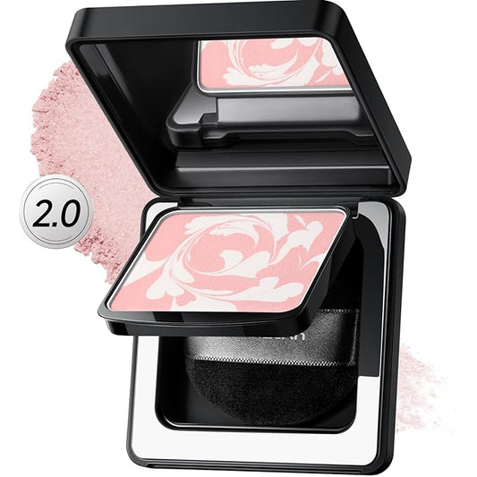 CARSLAN 2.0 Black Magnet Soft Focus Powder, Waterproof Translucent Pressed Setting Powder, 24H Longlasting Talc-Free Face Powder, Oil Control Compact Makeup,01 Pink For Dry&Com Skin, 0.28Oz