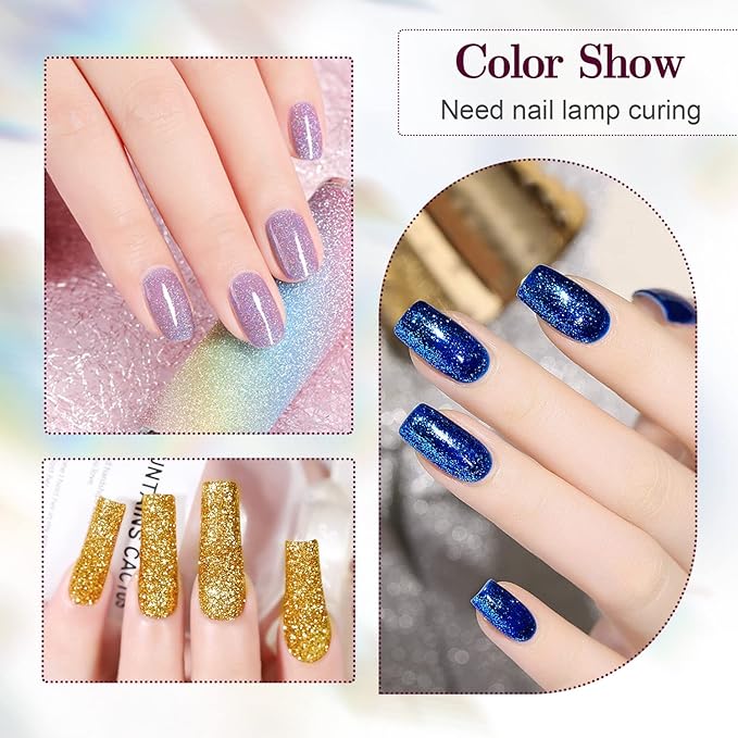 JODSONE Gel Nail Polish Shiny High Gloss Surface Strengthening Glitter Minimalistic Artistic Creation Starter Set 36 Pieces