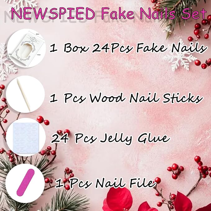 10Pcs Christmas Press on Nails Short Square Cute Fake Nails with 3D Snowman Santa Claus Design Glossy Pink Full Cover Acrylic Nails Winter False Nails Reusable Christmas Stick on Nail for Women DIY