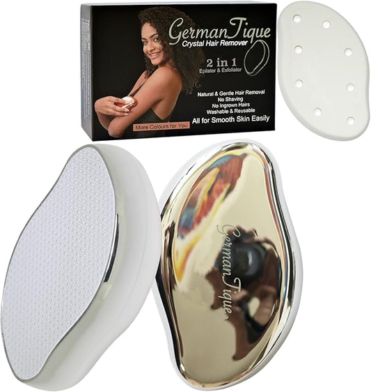 Crystal Hair Eraser,Natural Crystal Hair Remover,Reusable Painless Nano Glass Hair Removal Device Without Shaver,Gentle Crystal Epilator and Exfoliator for Soft Silky Skin(Silver)